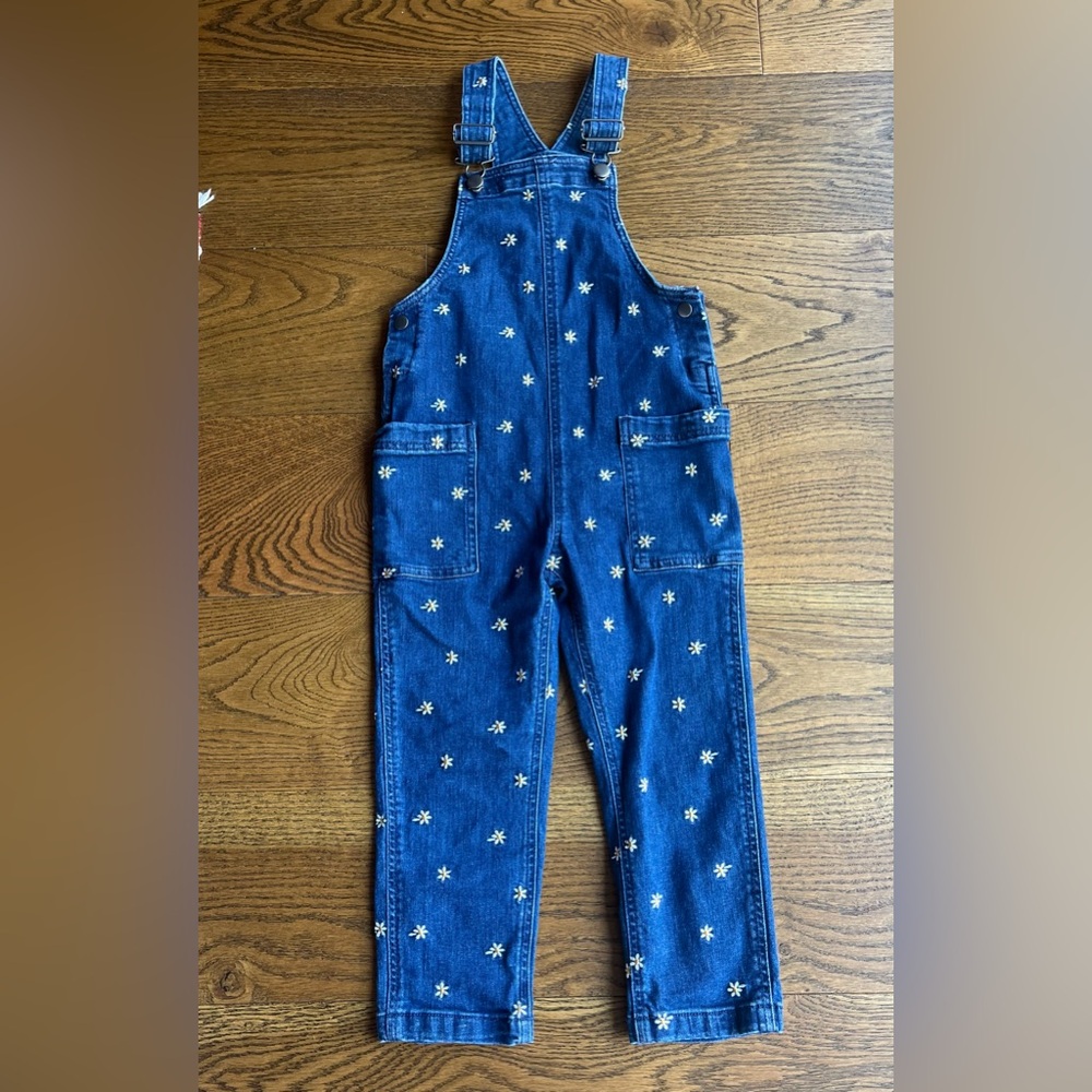 Hanna Andersson Blue Overalls with White Daisies